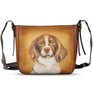 6158 Leather Crossbody Bag Hand Painted Leather Handmade Crossbody Satchel